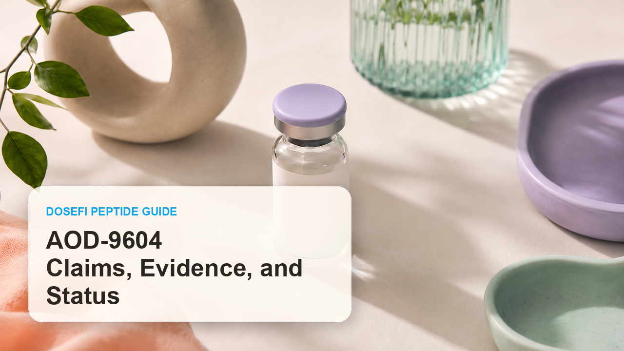 Dosefi peptides guide hero image with overlaid text for AOD-9604