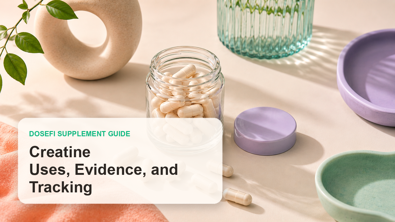 Dosefi supplements guide hero image with overlaid text for Creatine
