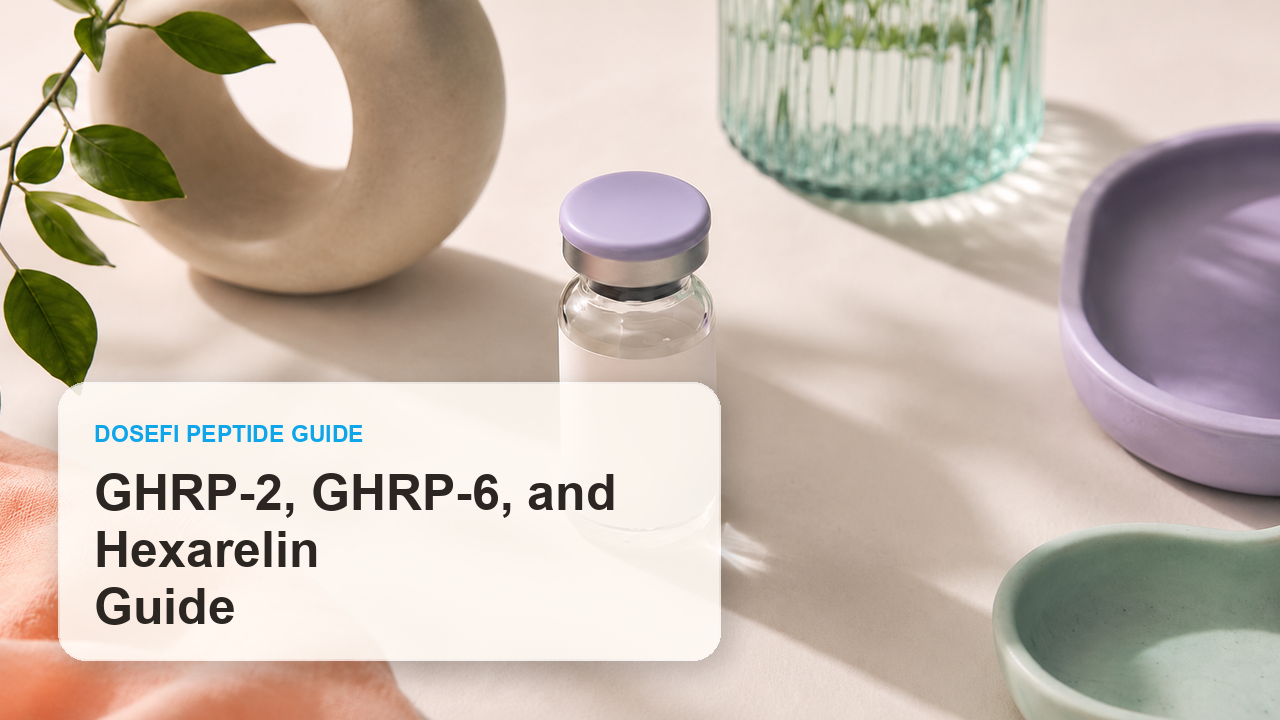 Dosefi peptides guide hero image with overlaid text for GHRP Peptides