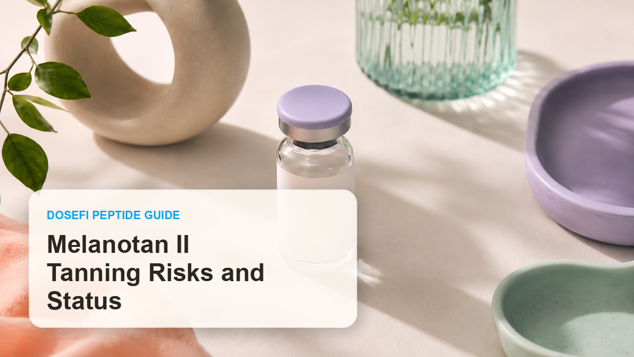 Dosefi peptides guide hero image with overlaid text for Melanotan II