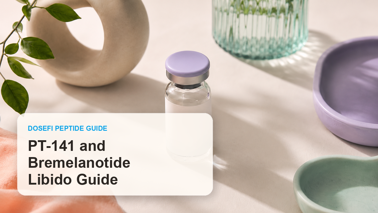 Dosefi peptides guide hero image with overlaid text for PT-141
