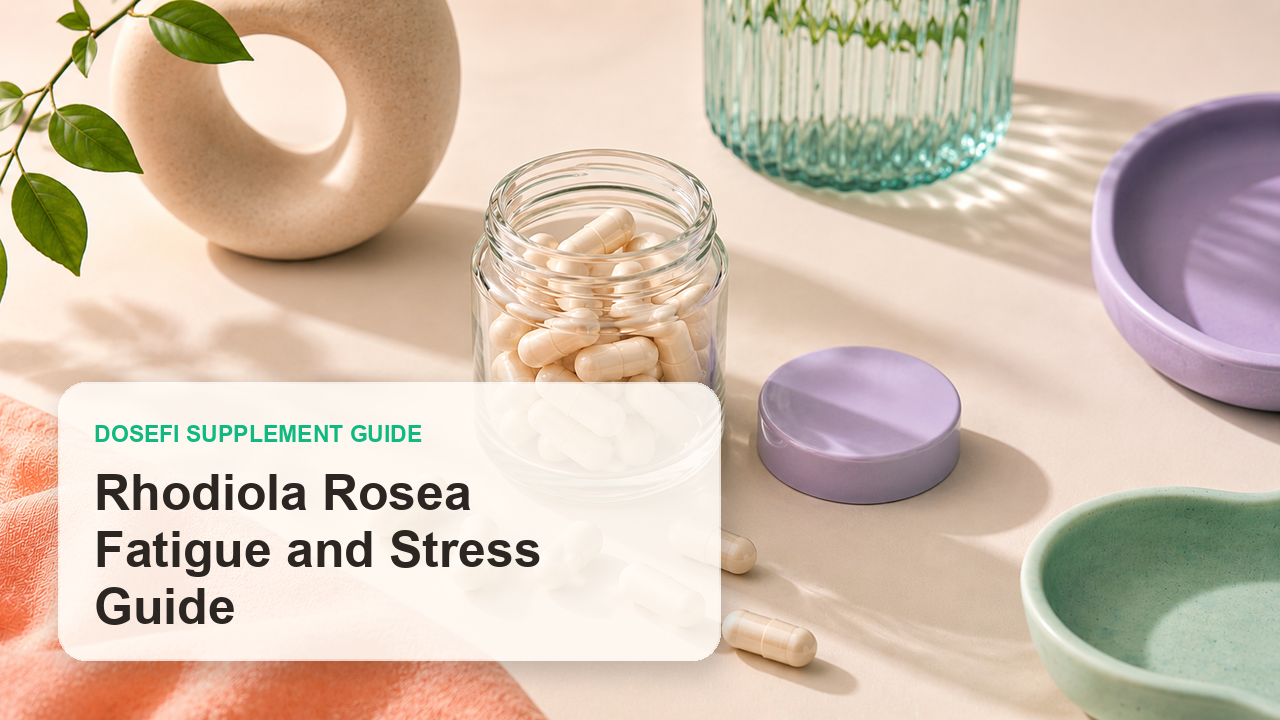 Dosefi supplements guide hero image with overlaid text for Rhodiola