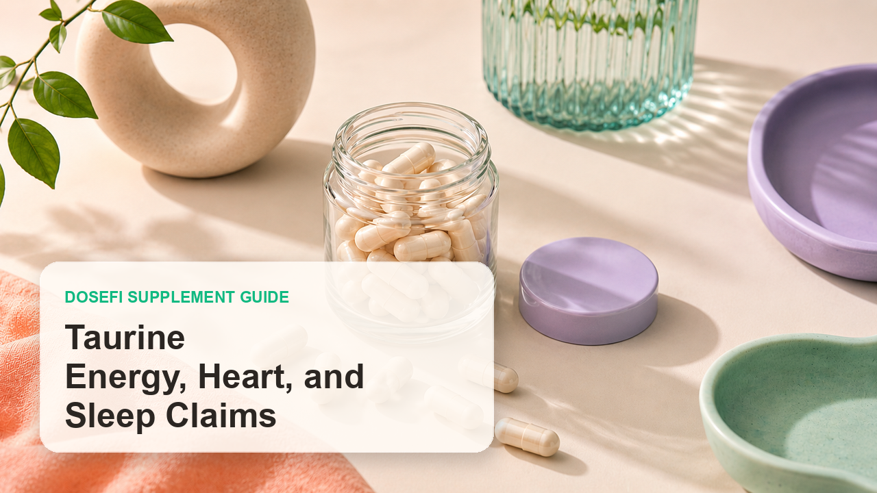 Dosefi supplements guide hero image with overlaid text for Taurine