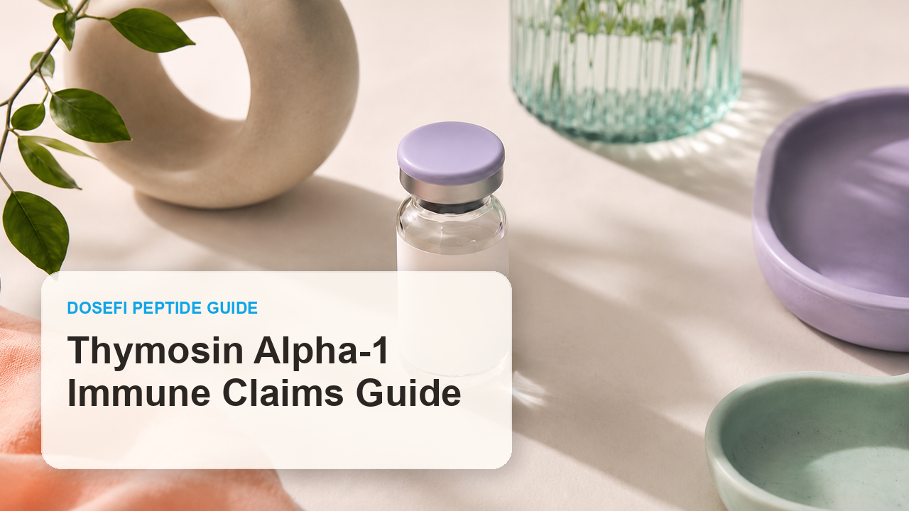 Dosefi peptides guide hero image with overlaid text for Thymosin Alpha-1
